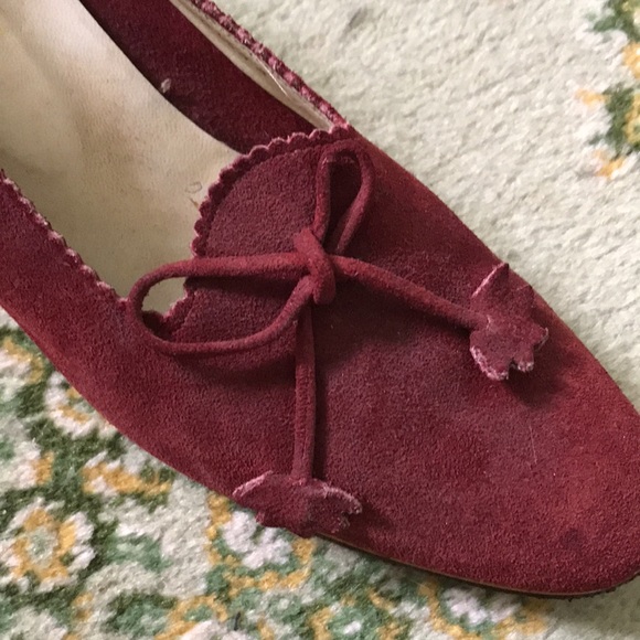 Red suede low heel - Picture 3 of 4